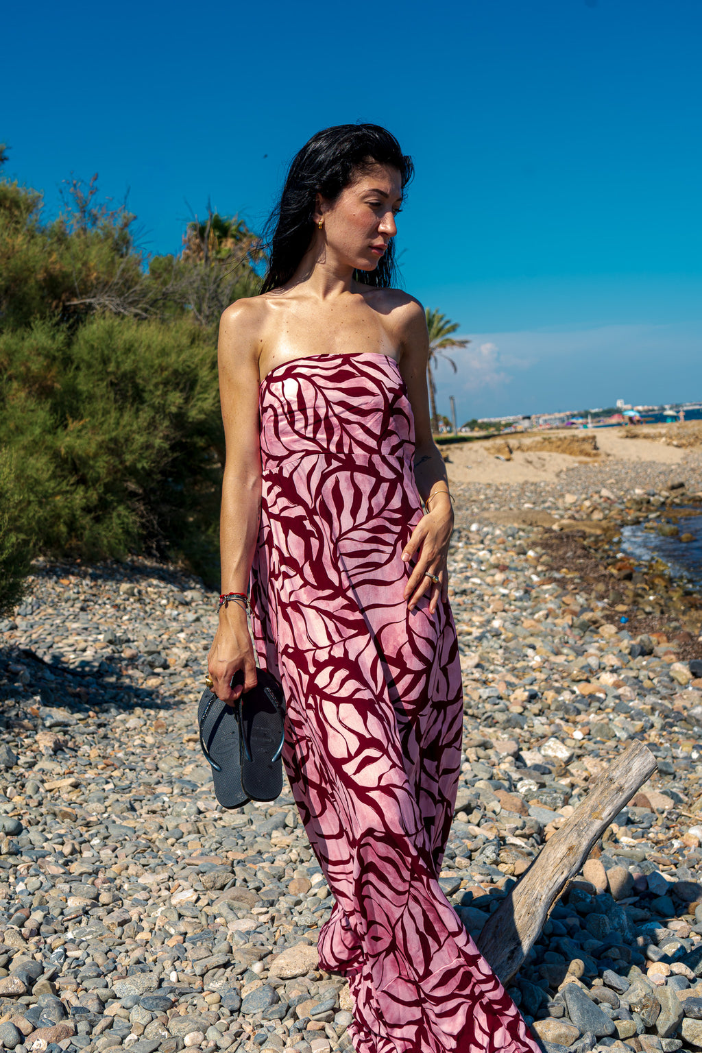 VESTIDO FUCSIA ESTAMPADO