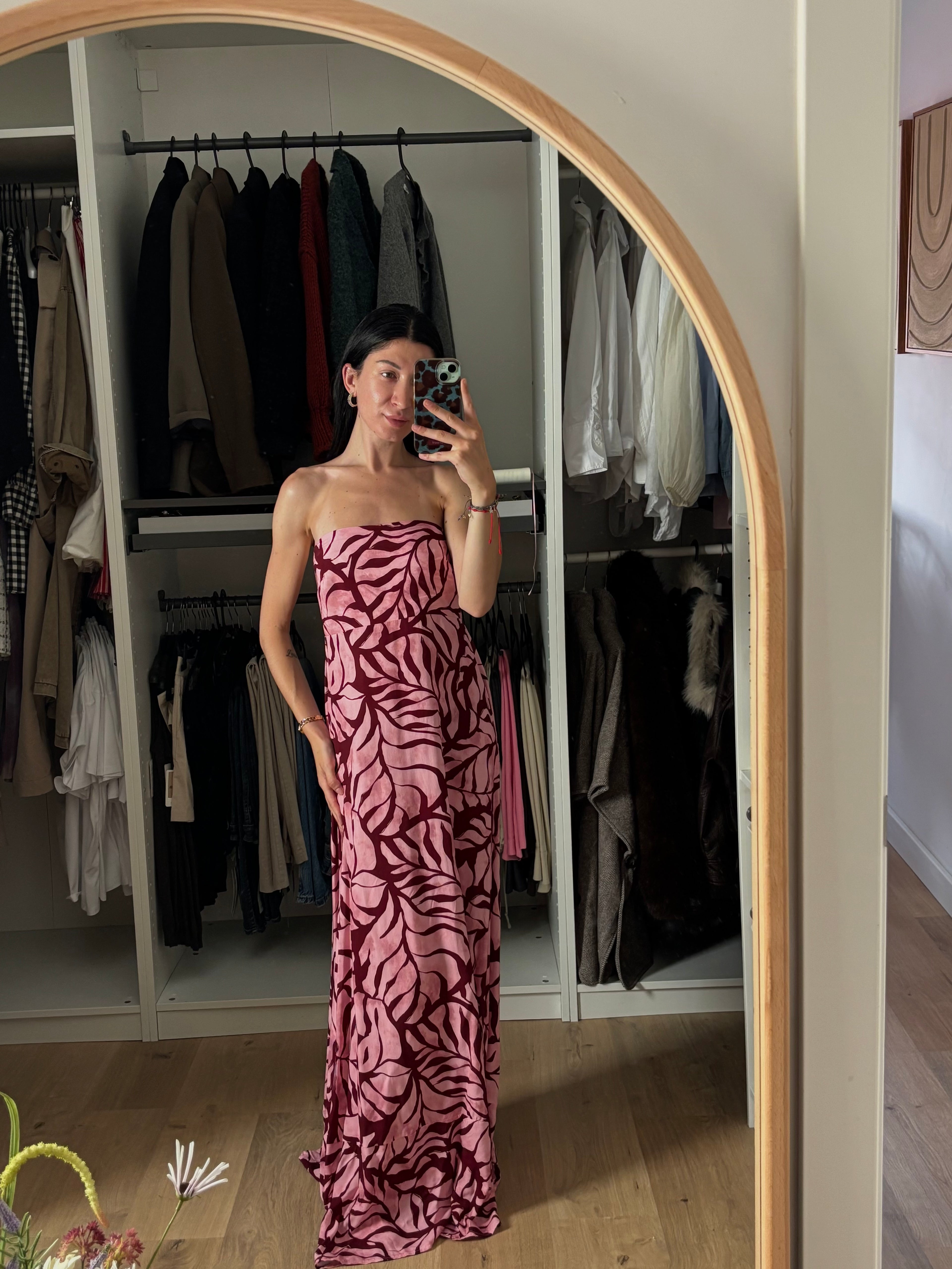 VESTIDO FUCSIA ESTAMPADO